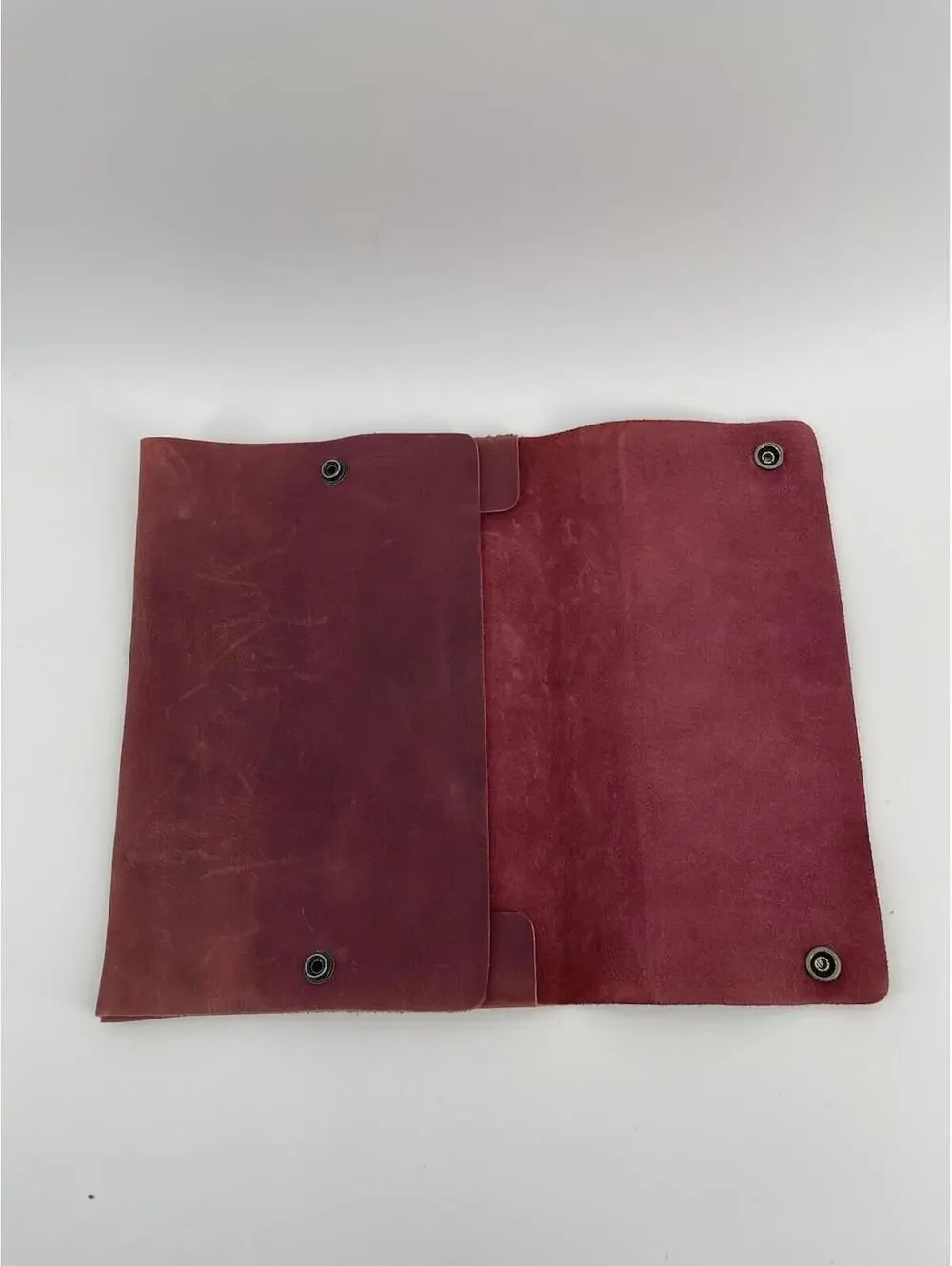 Hide & Drink Leather Pouch Wallet Red Handmade Snap Closure Unisex Rustic.